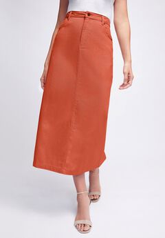 Classic Cotton Denim Midi Skirt