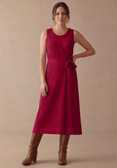 Tie-Front Wrap-Detail Sweater Dress