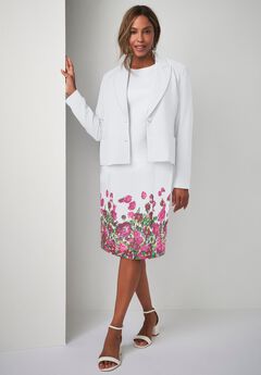 2-Piece Stretch Crepe Single-Breasted Jacket Dress