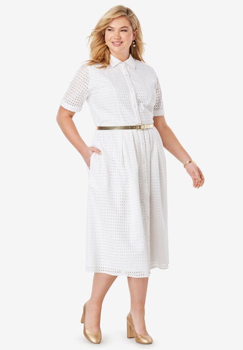 Eyelet Shirt Dress, , alternate image number null
