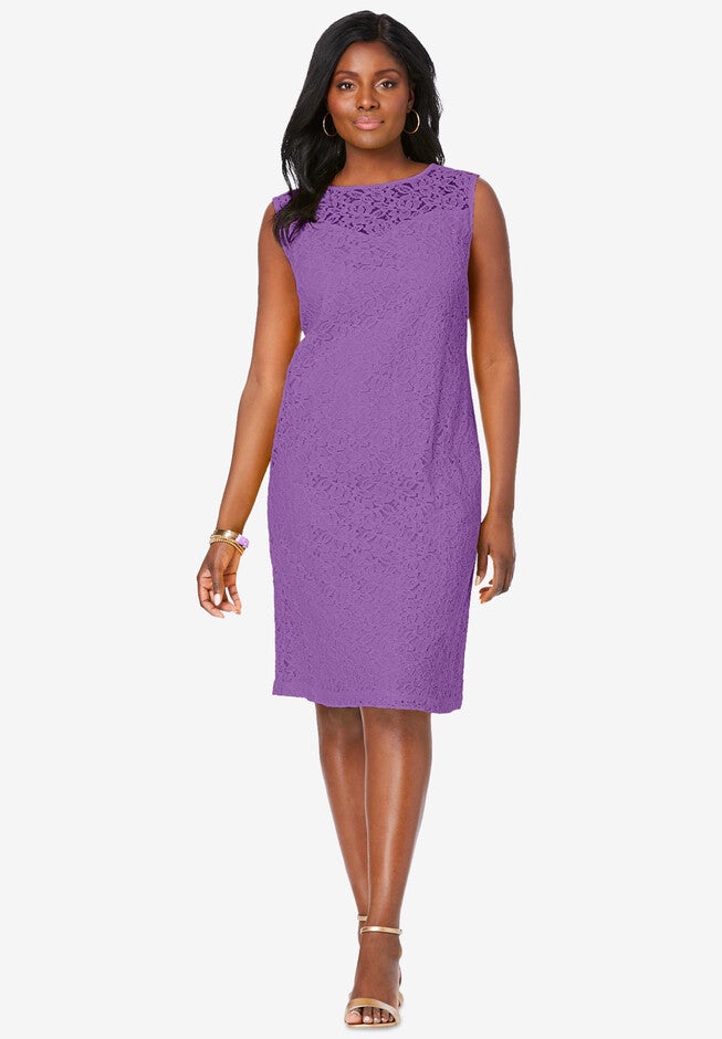 Lace Sheath Dress, BRIGHT VIOLET, hi-res image number 0