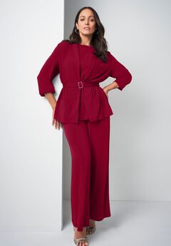 Belted 4-Piece Stretch Knit Wardrober