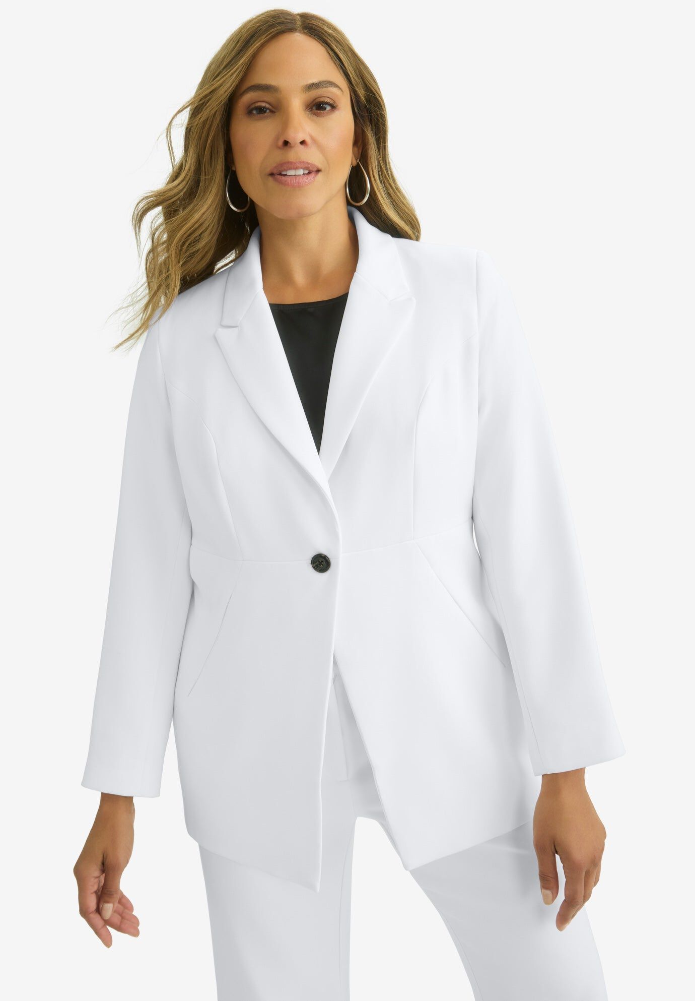 Bi-Stretch Blazer, WHITE, hi-res image number 0
