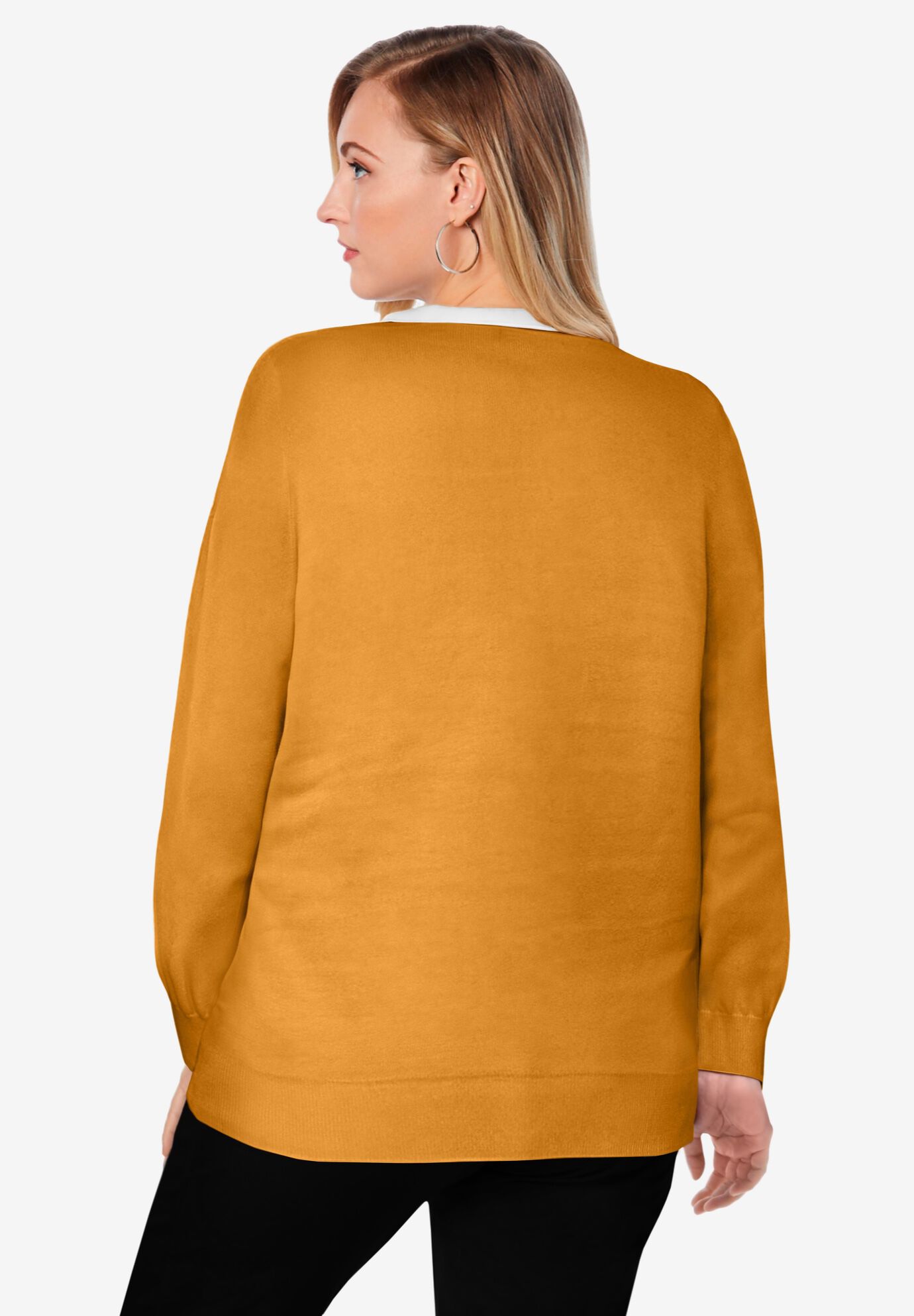 Tie-Neck Sweater, RICH GOLD, on-hover image number 1