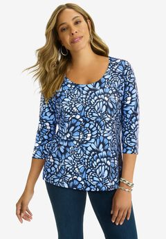 Stretch Cotton Scoop Neck Tee
