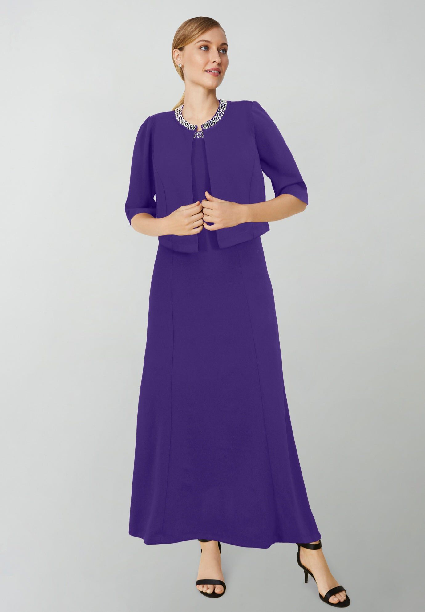 2-Piece Beaded Jacket Dress, MIDNIGHT VIOLET, hi-res image number 0