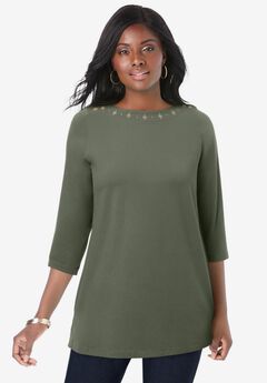 Stretch Cotton Boatneck Tunic