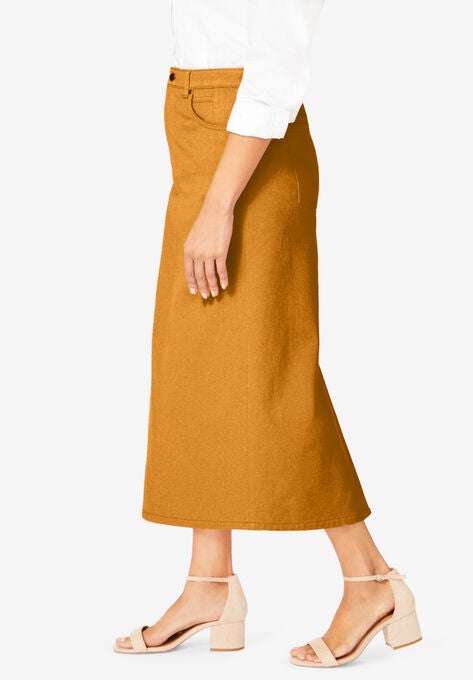 Classic Cotton Denim Long Skirt, , alternate image number null