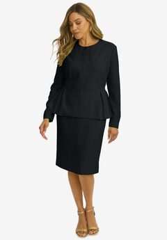 Collarless Peplum Skirt Suit