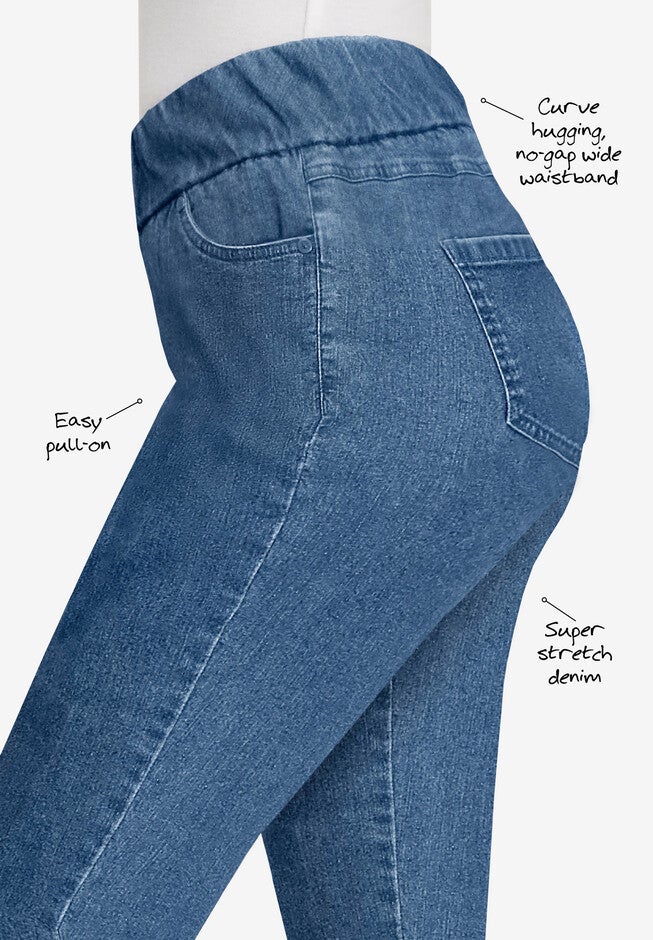 Comfort Waist Stretch Denim Side Button Ankle Jean, , alternate image number null