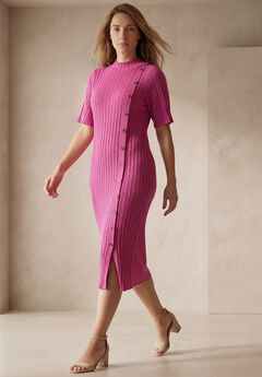 Button Front Sweater Dress