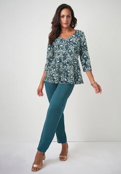 Knit Crepe Sweetheart Neckline Peplum Top