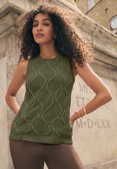 Sleeveless Cable Shell