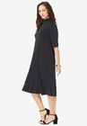 Mockneck Trapeze Dress, , alternate image number null