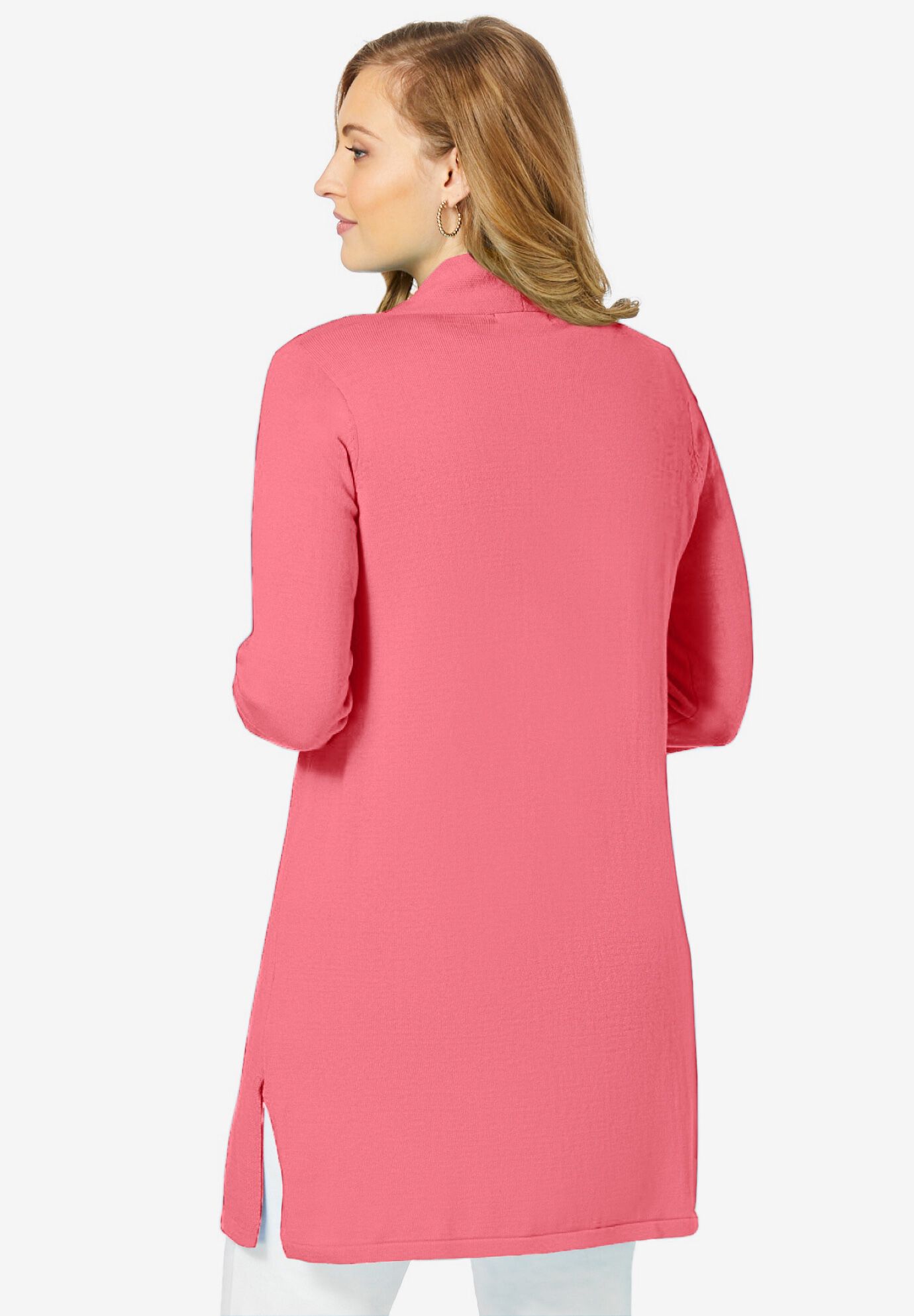 Fine Gauge Cardigan Topper, TEA ROSE, on-hover image number 1