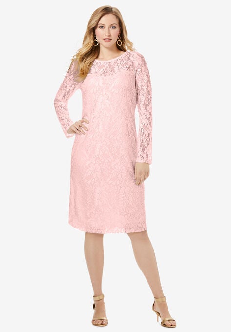 Lace Shift Dress, SOFT BLUSH, hi-res image number null