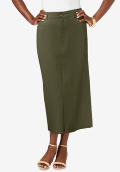 True Fit Stretch Denim Midi Skirt