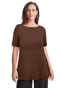 Stretch Knit Boatneck Swing Tunic