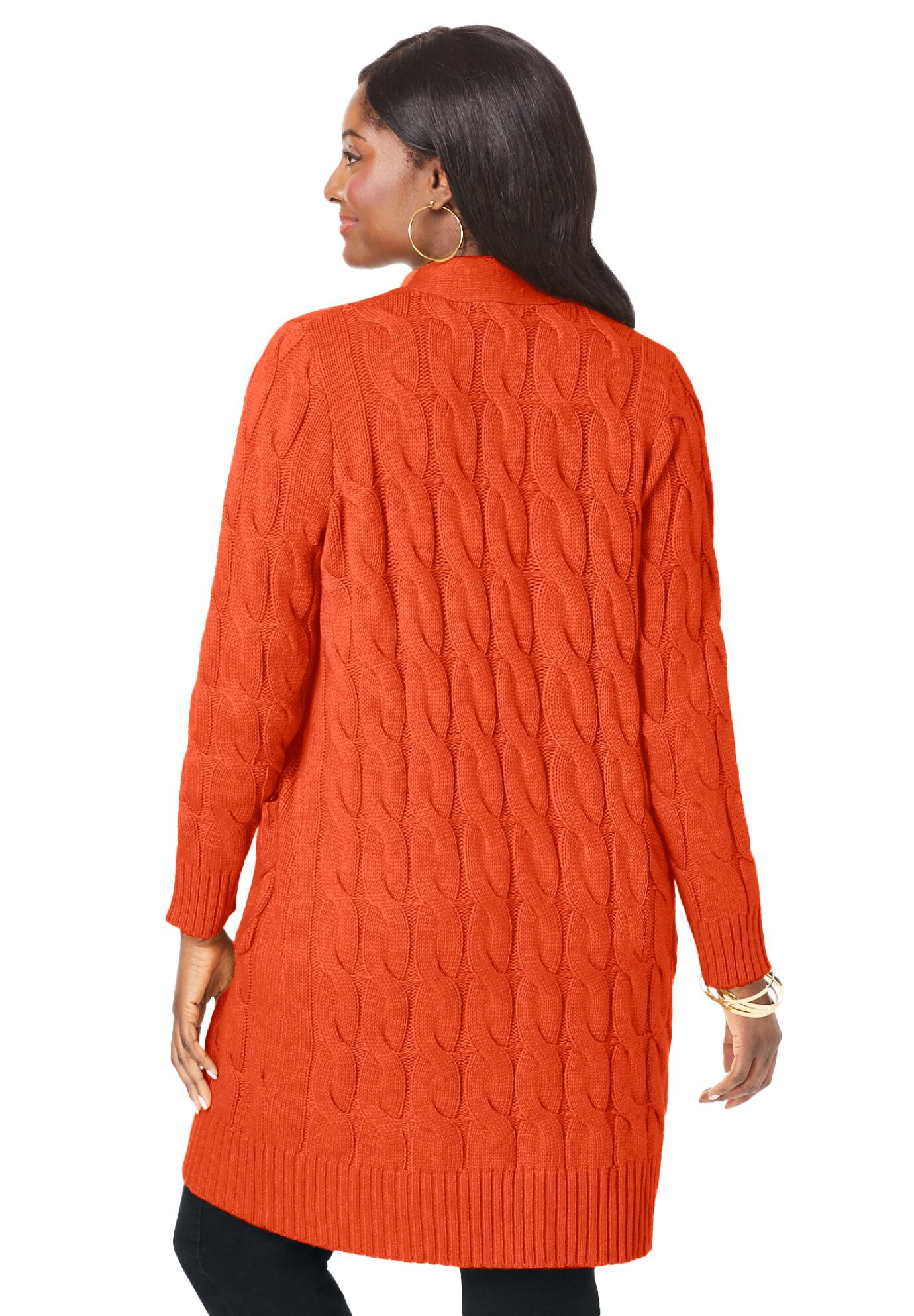 Cable Duster Sweater, PAPRIKA RED, on-hover image number 1