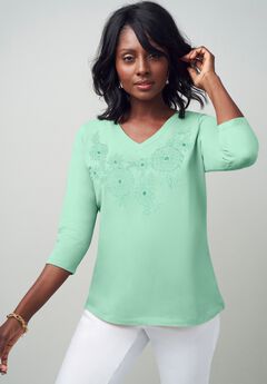 Stretch Cotton Embroidered Tee