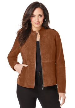 Suede Zip-Front Jacket
