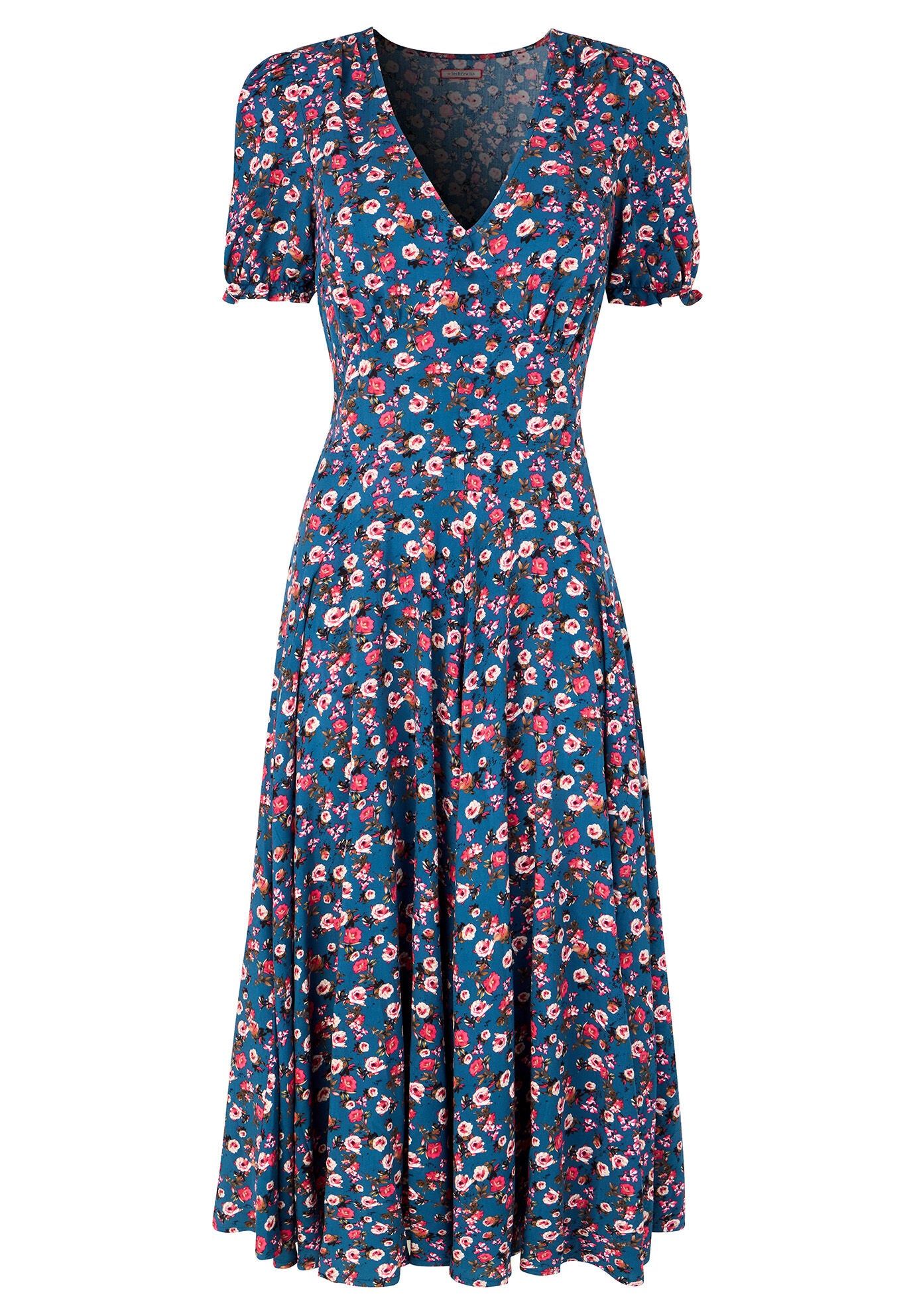 Short Sleeve Tea Dress, DUSTY DITSY ROSE, alternate image number 3
