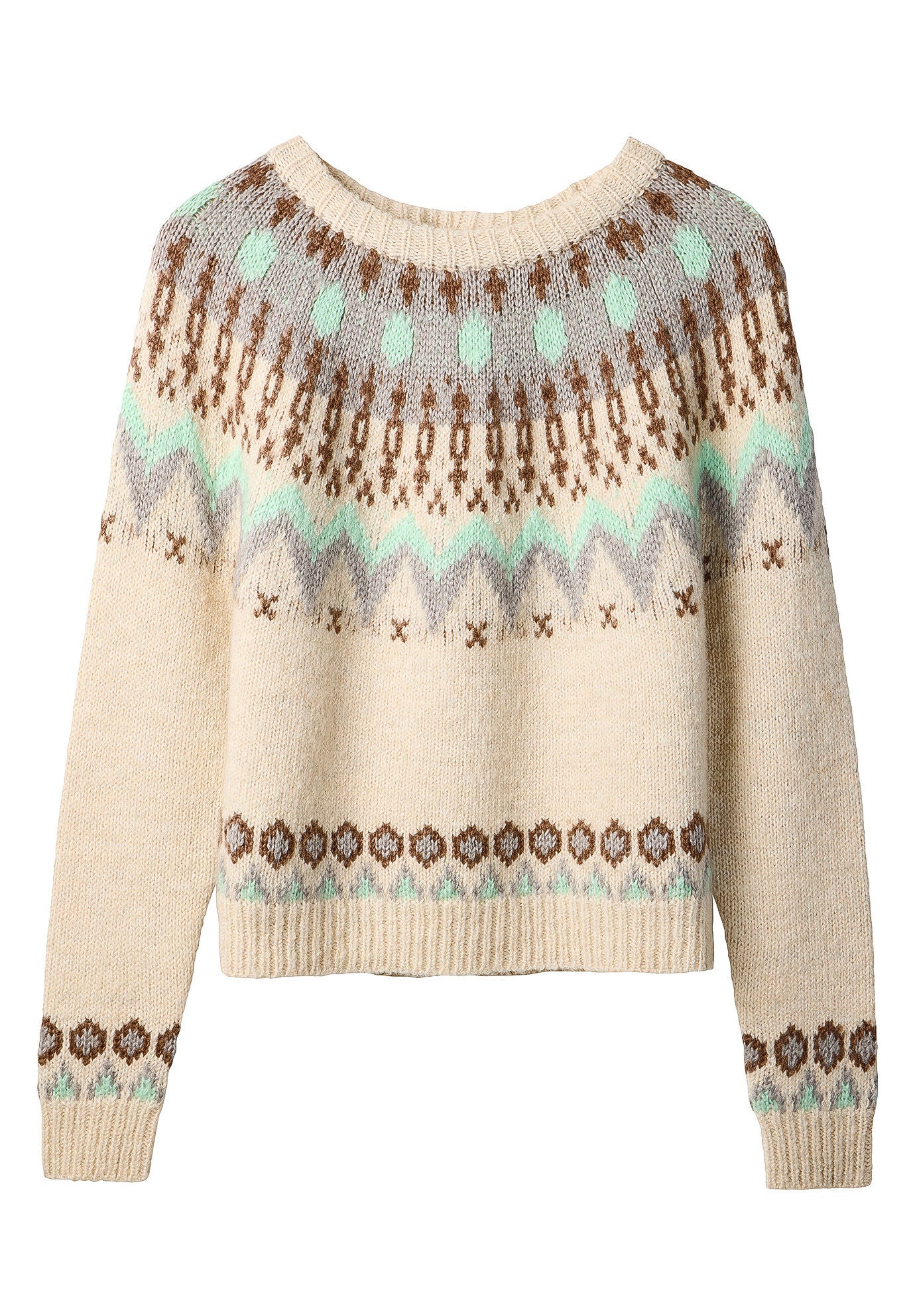 Cozy Fair Isle Pullover Sweater, OATMEAL FAIRISLE, alternate image number 4