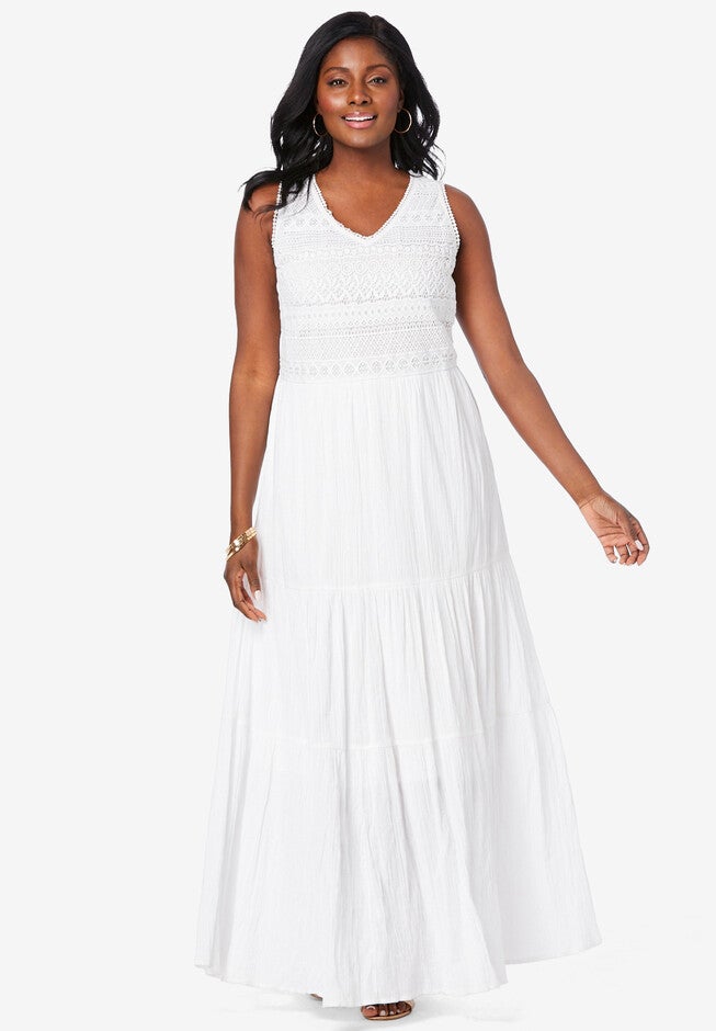 Tiered Maxi Dress, WHITE, hi-res image number null