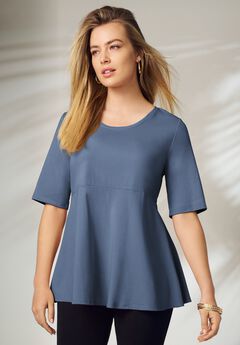 Stretch Cotton Peplum Tunic