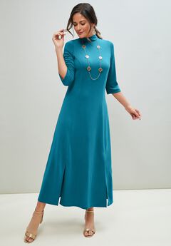 Mockneck Slit Maxi Dress