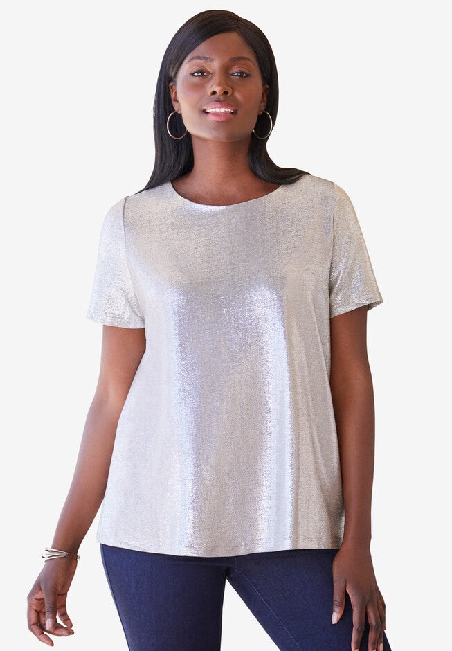 Metallic Tee, SILVER, hi-res image number null