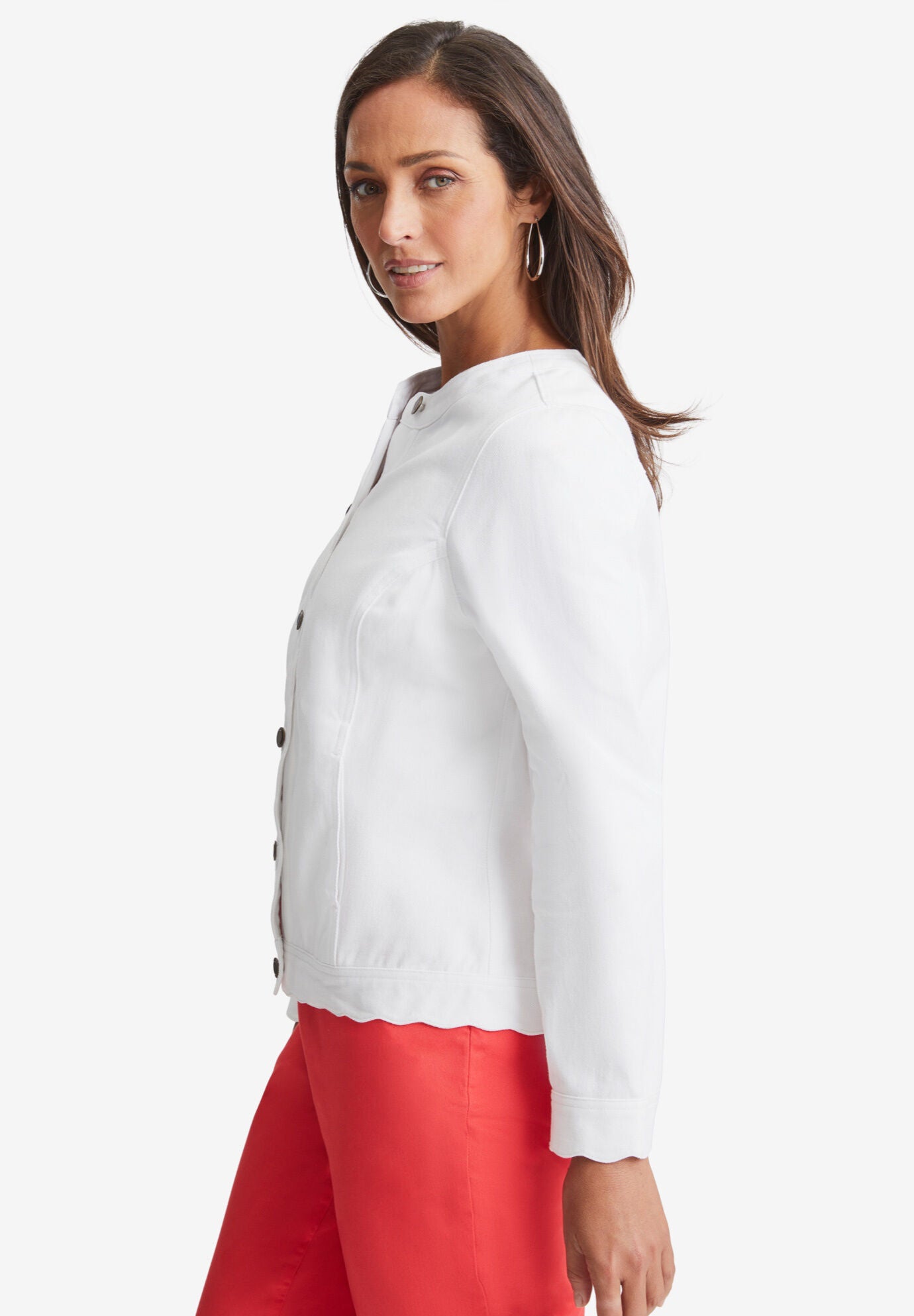 Scalloped Denim Jacket, , alternate image number 2