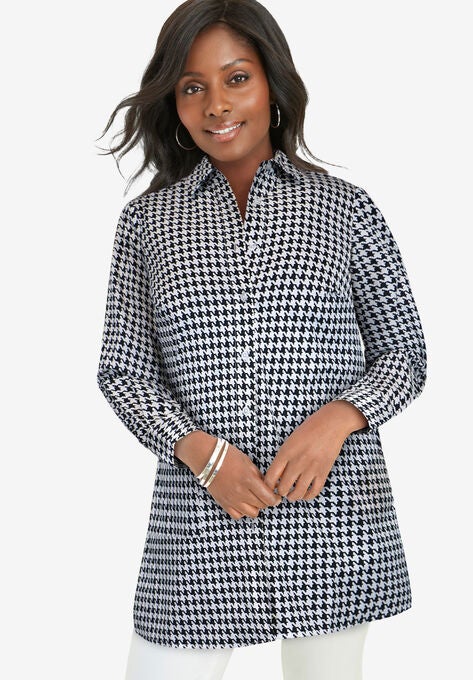 Poplin Tunic, BLACK MINI HOUNDSTOOTH, hi-res image number null