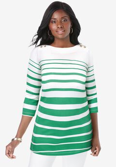 Stretch Cotton Boatneck Tunic