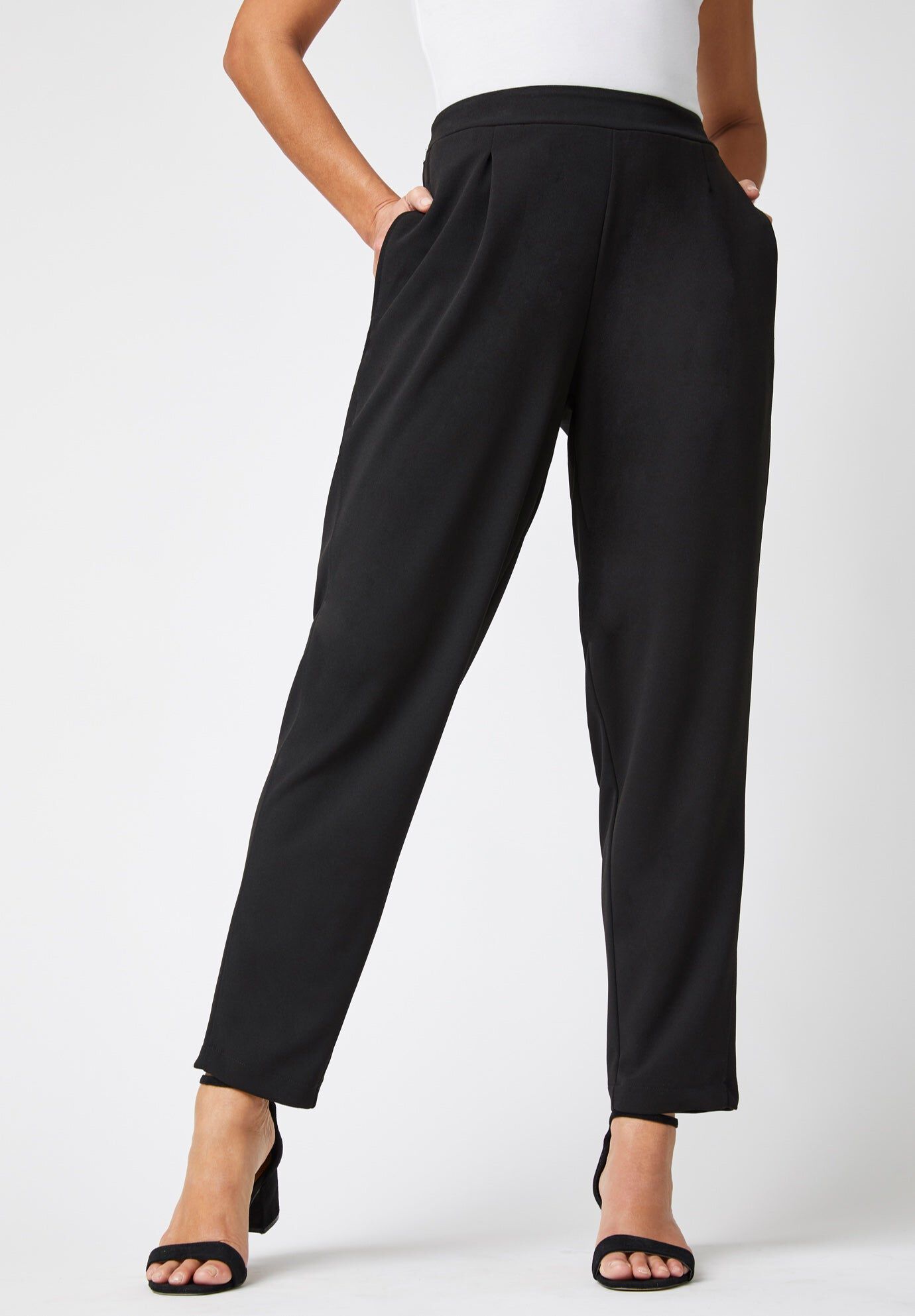 Stretch Knit Crepe Straight Leg Pants