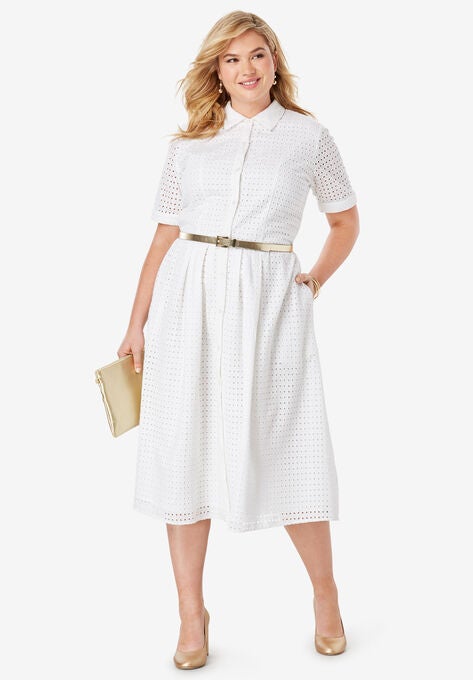 Eyelet Shirt Dress, , alternate image number null