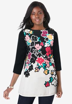 Stretch Cotton Boatneck Tunic