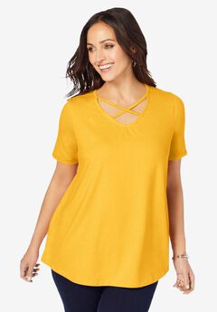 Stretch Cotton Crisscross Strap Tee