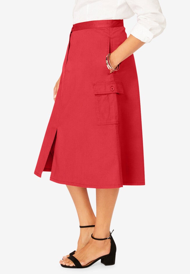 Stretch Cotton Chino Utility Skirt, , alternate image number null