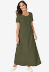 T-Shirt Maxi Dress, DARK OLIVE GREEN, hi-res image number null