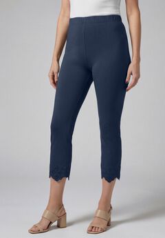 Stretch Cotton Eyelet Capri Legging