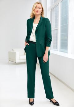 2-Piece Stretch Crepe Single-Breasted Pantsuit