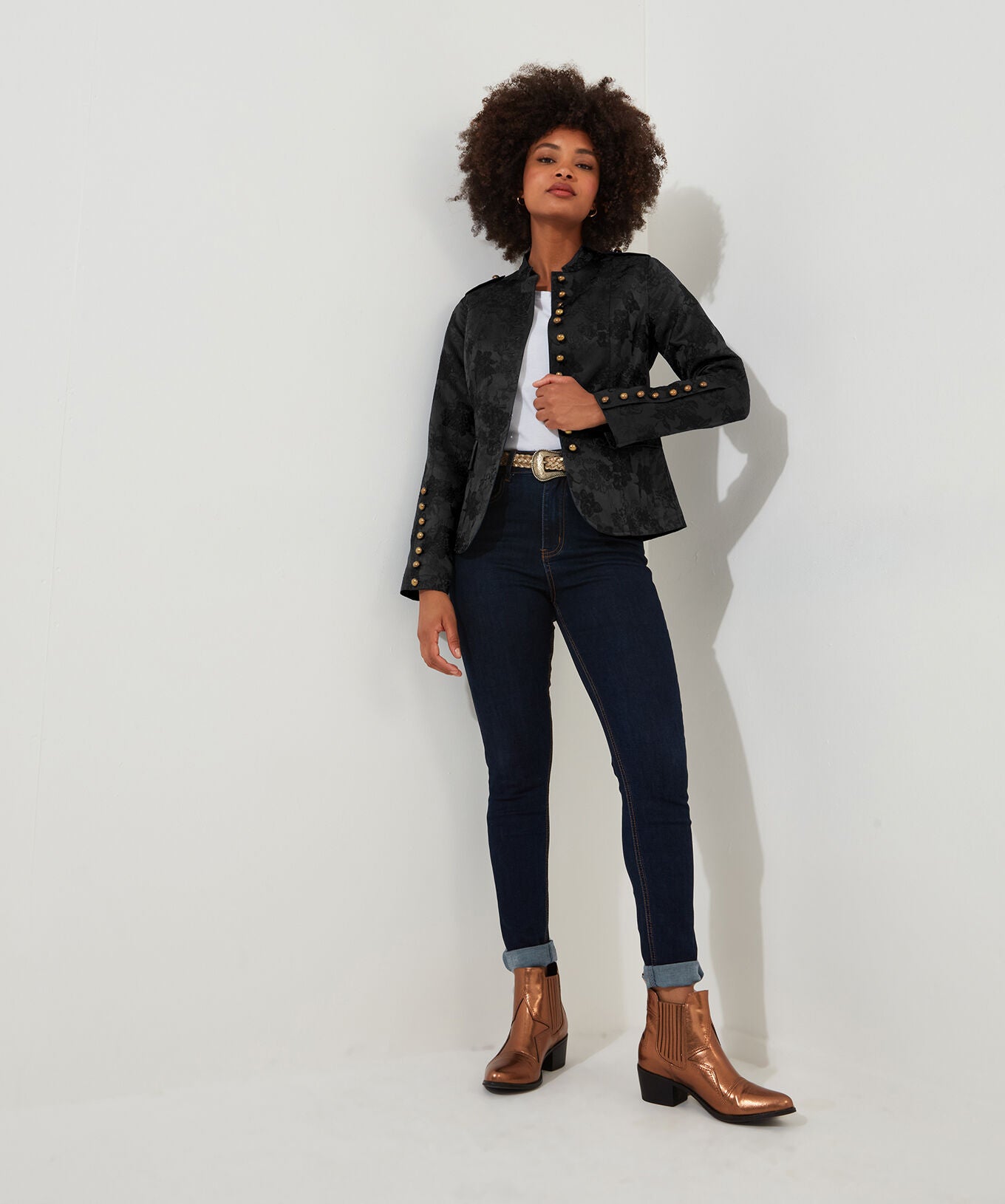 Refined Military Jacket, BLACK, alternate image number 6