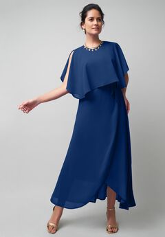 Georgette Maxi Cape Sleeve Dress