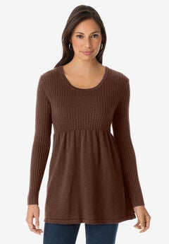 Ribbed Baby Doll Tunic Sweater