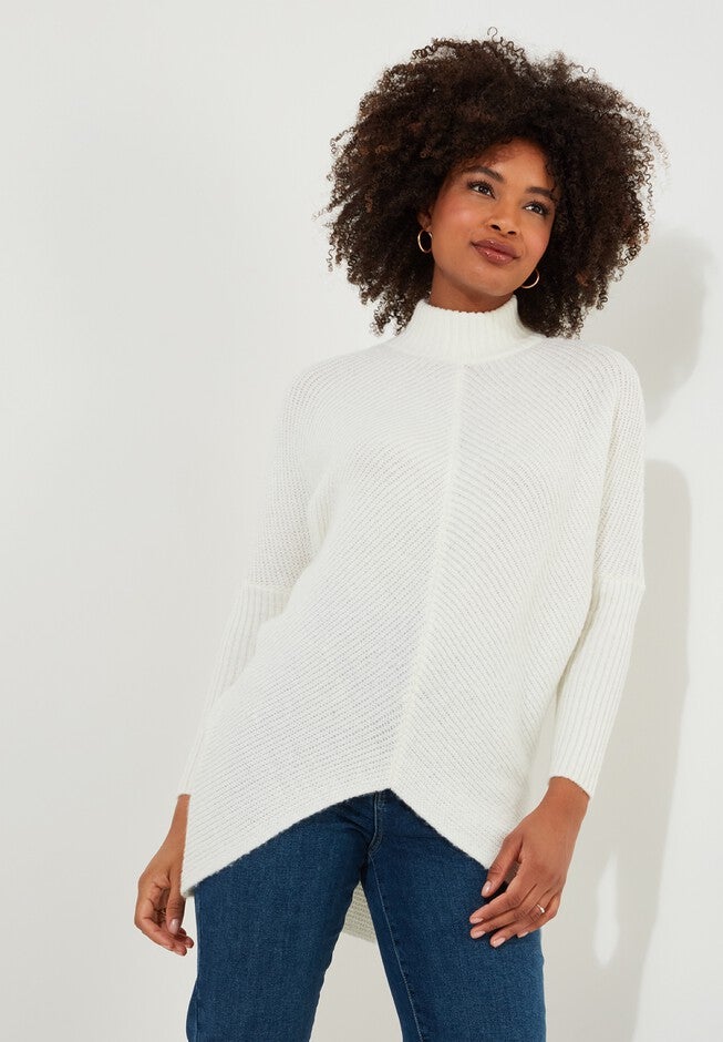 Mockneck Rib Sweater, CREAM, hi-res image number null