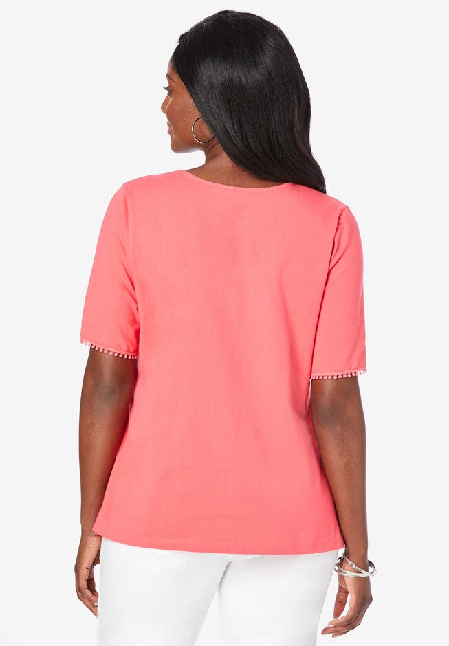 Square Neck Crochet Tee, , on-hover image number null