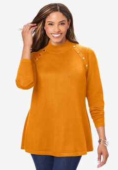 Gold Button Mockneck Sweater