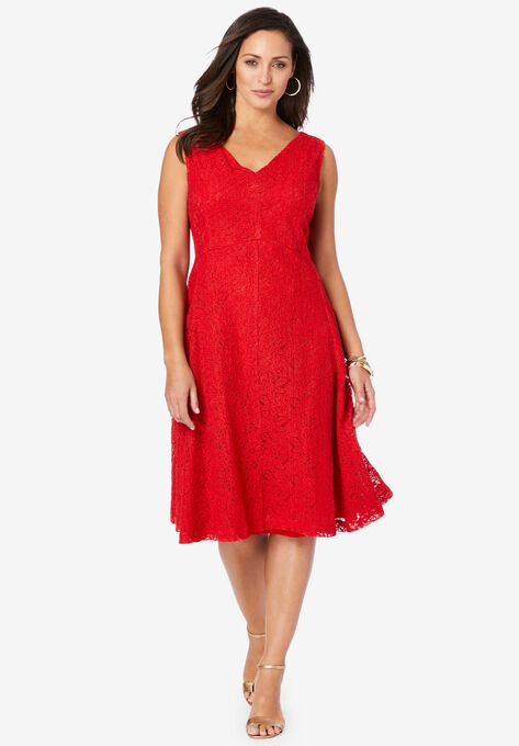 Lace Dress, VIVID RED, hi-res image number null