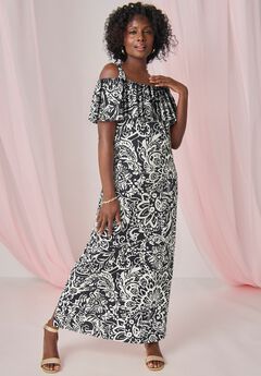 Cold Shoulder A-Line Maxi Dress